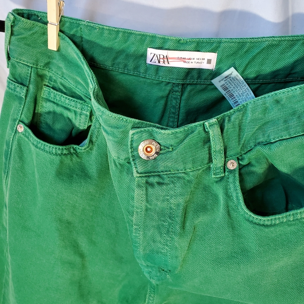Zara Green Women's 5 Pocket Jeans Size US 8 - Picture 8 of 10